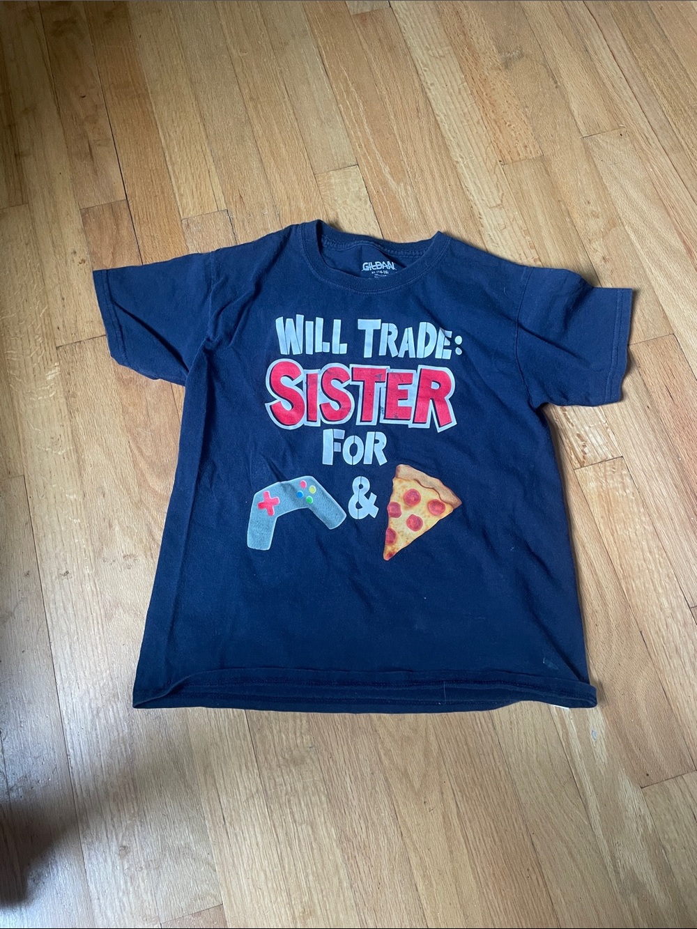 Gildan Navy Kids Short-Sleeve 'Will Trade: Sister For' Graphic Tee xl
